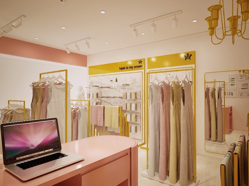 desain interior toko hijab